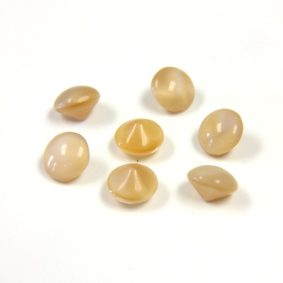 Glass Point Back Buff Top Stone Opaque Doublet - Round 30SS BEIGE MOONSTONE