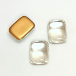 Glass Medium Dome Foiled Cabochon - Cushion 16x12MM CRYSTAL