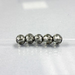 Czech Glass Lampwork Bead - Smooth Round 06MM BLACK DIAMOND SILVER LINED