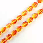 Czech Pressed Glass Bead - Flat Oval 08x6MM ORANGE-YELLOW 64815
