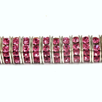 Czech Rhinestone Rondelle - Square 06MM ROSE-SILVER