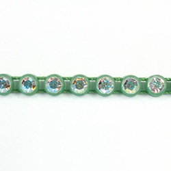 Plastic Rhinestone Banding 1 Row PP26 (SS13) CRYSTAL AB-GREEN
