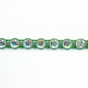 Plastic Rhinestone Banding 1 Row PP26 (SS13) CRYSTAL AB-GREEN