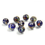 Gemstone Bead - Smooth Round  Inlay GlobeBead 08MM LAPIS COLOR MULTI