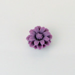 Plastic Carved No-Hole Flower - Dahlia 12MM MATTE DK PURPLE