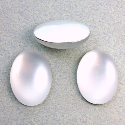 Plastic Flat Back Foiled Cabochon - Oval 25x18MM MATTE CRYSTAL