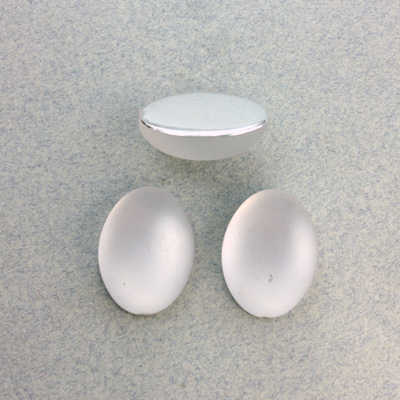 Plastic Flat Back Foiled Cabochon - Oval 18x13MM MATTE CRYSTAL
