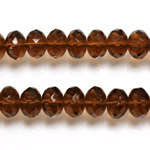 Czech Glass Fire Polish Bead - Rondelle Donut 09x6MM SMOKE TOPAZ