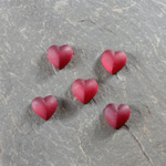 Glass Cabochon - Heart 08MM MATTE RUBY Foiled