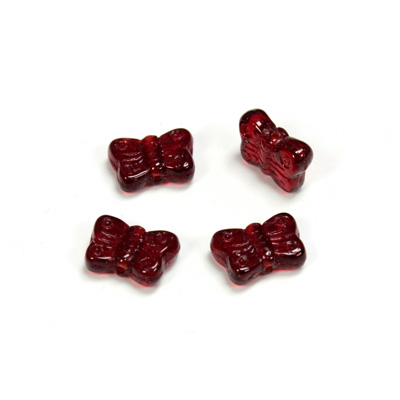 Czech Pressed Glass Engraved Bead - Butterfly 08MM GARNET