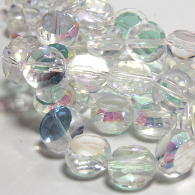 Chinese Cut Crystal Bead - Round Disc Side Drilled 08MM CRYSTAL AB