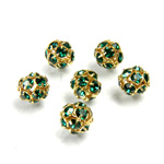 Czech Crystal Rhinestone Ball - 06MM EMERALD-GOLD