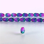 Czech Glass Fire Polish Bead - Pear 07x5MM Coated PURPLE-GREEN 69007