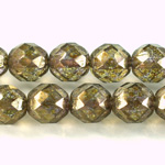 Czech Glass Fire Polish Bead - Round 12MM LUMI COATED TAUPE