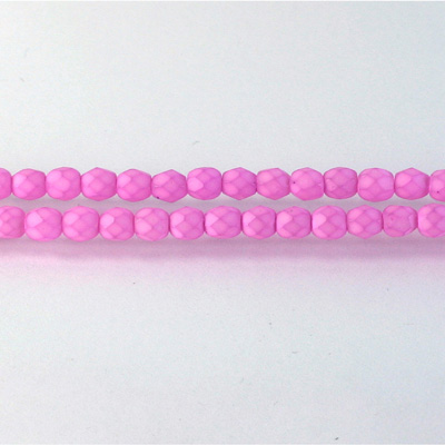 Czech Glass Fire Polish Bead - Round 04MM MATTE DK ROSE 43427