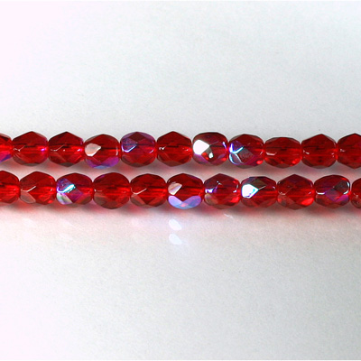 Czech Glass Fire Polish Bead - Round 05MM RUBY AB