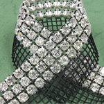 Rhinestone Banding with MC Chaton 3 Row with Net One Edge - Round 19SS CRYSTAL-BLACK-SILVER