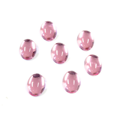 Plastic Flat Back Foiled Cabochon - Oval 08x6MM ROSE