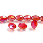 Chinese Cut Crystal Bead - Oval 08x6MM RUBY LUMI COAT