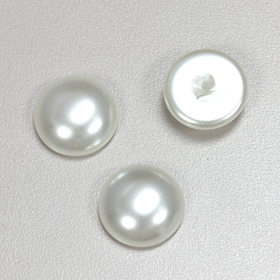 Glass Medium Dome Pearl Dipped Cabochon - Round 16MM WHITE