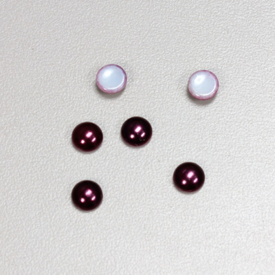 Glass Medium Dome Cabochon Pearl Spray Finish - Round 06MM AMETHYST