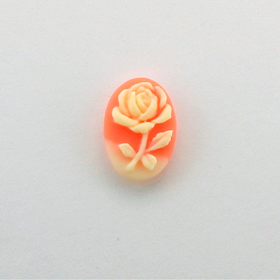 Plastic Cameo - Flower, Rose Oval 14x10MM IVORY ON CORNELIAN