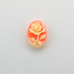 Plastic Cameo - Flower, Rose Oval 14x10MM IVORY ON CORNELIAN