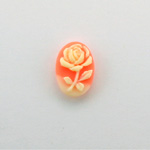 Plastic Cameo - Flower, Rose Oval 14x10MM IVORY ON CORNELIAN