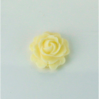 Plastic Carved No-Hole Flower - Rose Bloom 15MM MATTE IVORY