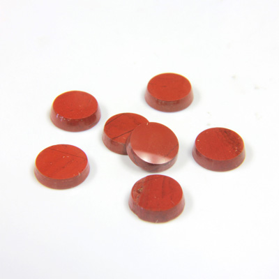 Gemstone Flat Back Single Bevel Buff Top Stone - Round 07MM RED JASPER