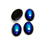 Glass Medium Dome Coated Cabochon - Oval 14x10MM JET AB