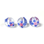 Czech Glass Lampwork Bead - Round 10MM Flower ON CRYSTAL with SILVER FOIL