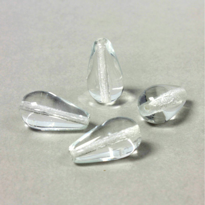 Czech Pressed Glass Bead - Smooth Pear 15x8MM CRYSTAL
