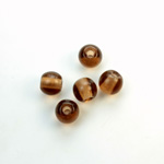 Czech Pressed Glass Large Hole Bead - Round 08MM SMOKE TOPAZ