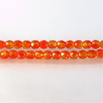 Czech Glass Fire Polish Bead - Round 04MM CRASHED ORANGE-YELLOW