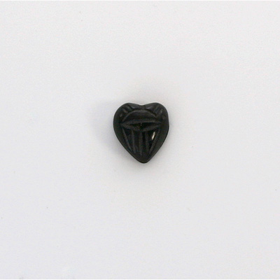 Gemstone Flat Back Carved Scarab - Heart 09x8MM BLACK OBSIDIAN