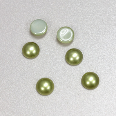 Glass Medium Dome Cabochon Pearl Spray Finish - Round 08MM DARK OLIVE