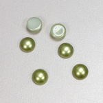 Glass Medium Dome Cabochon Pearl Spray Finish - Round 08MM DARK OLIVE