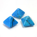 Gemstone Cabochon - Square Pyramid Top 10x10MM HOWLITE DYED TURQUOISE