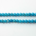 Gemstone Bead - Smooth Round 1.5MM Diameter Hole 05MM HOWLITE DYED TURQUOISE