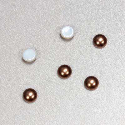 Glass Medium Dome Cabochon Pearl Spray Finish - Round 06MM DARK BROWN