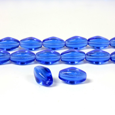 Czech Pressed Glass Bead - Lantern 11x7MM SAPPHIRE