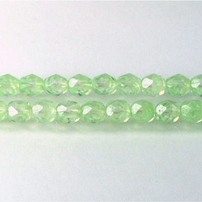 Czech Glass Fire Polish Bead - Round 06MM STRIPED GREEN