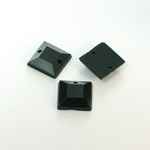 Plastic Flat Back Faceted 2-Hole Opaque Sew-On Stone - Square 12MM JET