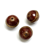 Plastic Engraved Bead -  Gold Tapestry Round 16MM COCO BROWN