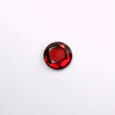 Glass Flat Back Rose Cut Fancy Foiled Stone - Round 09MM RUBY