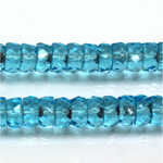 Czech Glass Fire Polished Bead - Rondelle 08x4MM AQUA