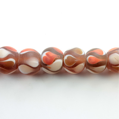 Glass Lampwork Bead - Smooth Round 12MM MATTE PEACOCK DK TOPAZ