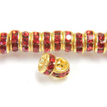 Czech Rhinestone Rondelle - Round 05MM LT SIAM RUBY-GOLD