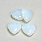 Czech Pressed Glass Bead - Smooth Heart 16x15MM WHITE OPAL